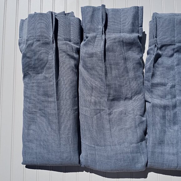 WEST LAKE Faux Linen Curtain Panels 41 x 91 Dusty Blue Pinch Pleat SET OF 4 - Picture 10 of 16